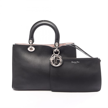 Christian Dior Diorissimo Tote Handbag leather Black Pink SHW Used Women