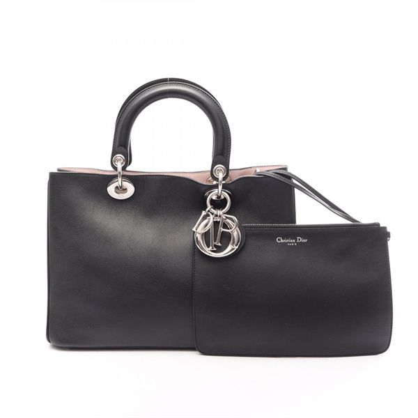 Christian Dior Diorissimo Tote Handbag leather Black Pink SHW Used Women