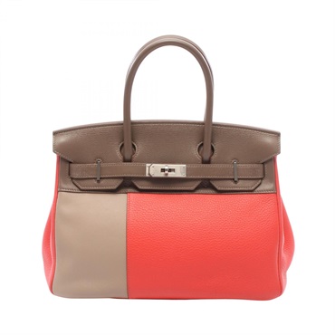 HERMES Birkin 30 Casaque Handbag 064387CB Clemence Swift leather Gray SHW P