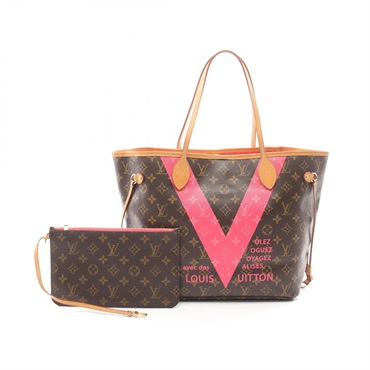 LOUIS VUITTON Neverfull MM V Tote Shoudler Bag M41602 Monogram canvas Pink Used