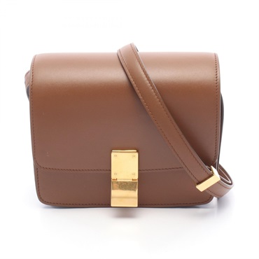CELINE Classic Box Small Crossbody Shoulder Bag 189183 leather Brown Used Women
