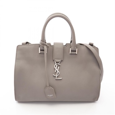 SAINT LAURENT PARIS Monogram Baby Cabas shoulder Handbag leather Gray Used Women