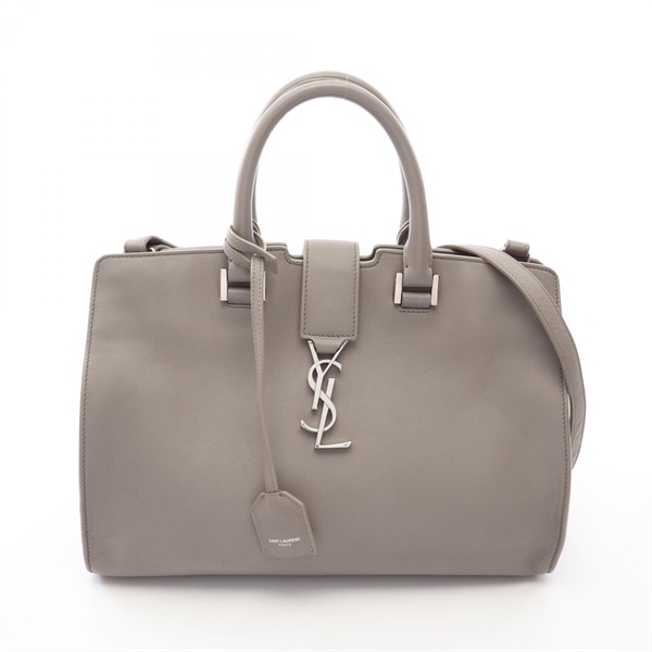 SAINT LAURENT PARIS Monogram Baby Cabas shoulder Handbag leather Gray Used Women
