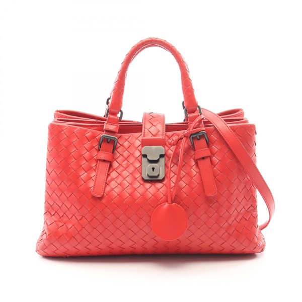 BOTTEGA VENETA Intrecciato Small Roma Crossbody  Handbag 337303 leather Red Used
