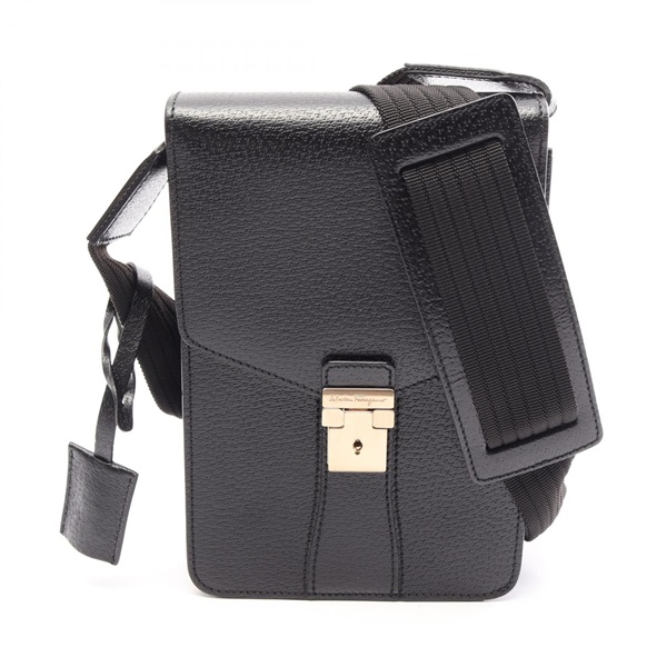 Salvatore Ferragamo Shoulder Crossbody Bag leather Black Used Women