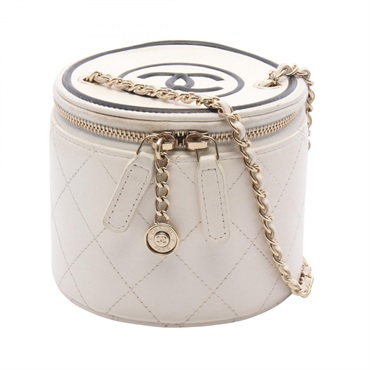 CHANEL Matelasse COCO Mark Small Vanity Chain Shoulder Bag leather White Used CC