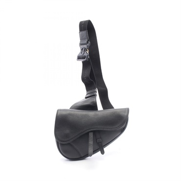 Christian Dior SADDLE Crossbody Waist bag Body bag leather Black Used mens