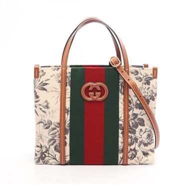 GUCCI Interlocking G Flora Sherry Line Shoulder Crossbody Tote Bag 727728 Used