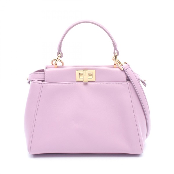 FENDI Mini Peekaboo Shoulder Crossbody Handbag 8BN244 leather Purple Used Women