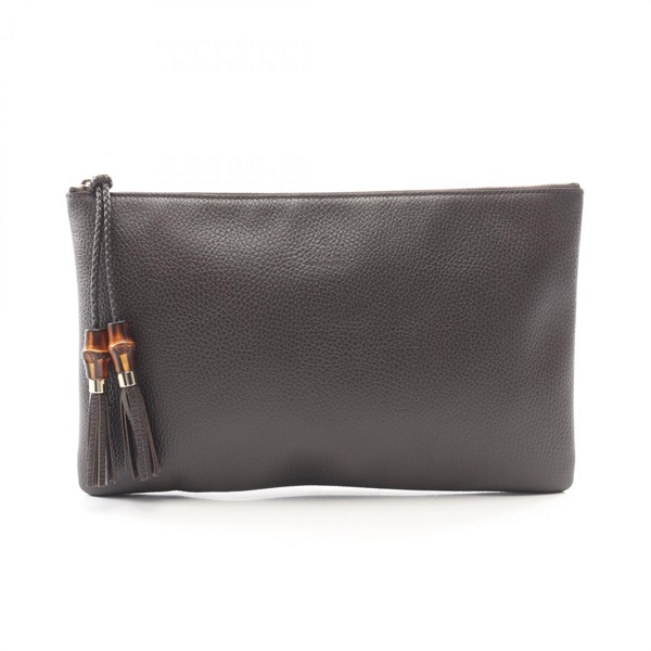 GUCCI Bamboo Business Clutch bag 376858 leather Brown Used Women