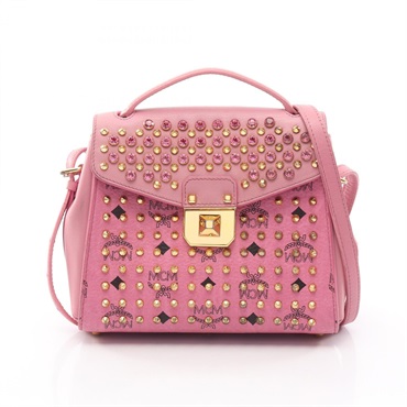 MCM Patricia Shoulder Crossbody Handbag leather Pink Used Women