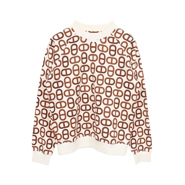 HERMES CHAINE D'ANCRE Sweatshirt #34 cotton White Brown White Used Women