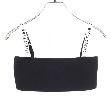 Christian Dior Logo knitwear Tube top #XS Rayon Black White Used Women