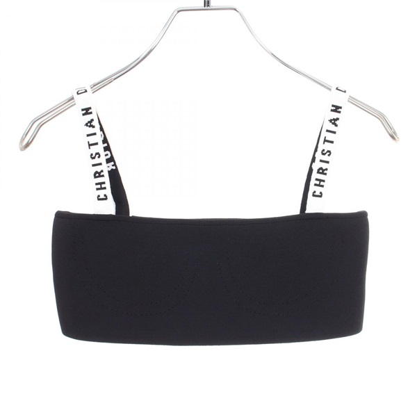Christian Dior Logo knitwear Tube top #XS Rayon Black White Used Women