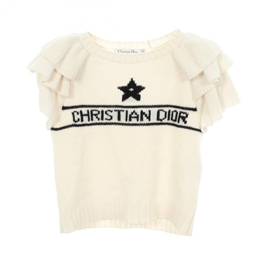 Christian Dior Signature frilled short-sleeved top sweater 324S13AM003 cashmere