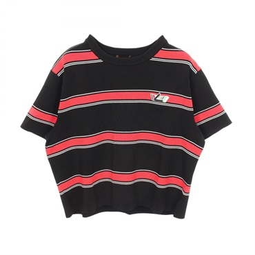LOUIS VUITTON Cropped striped T-shirt RW191W LQY FGKS01 Rayon Nylon Used size L