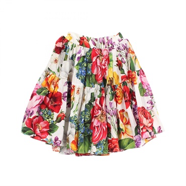 DOLCE & GABBANA Floral Flare Skirt #36 F4BIXT HS5F9 cotton White Multicolor Used
