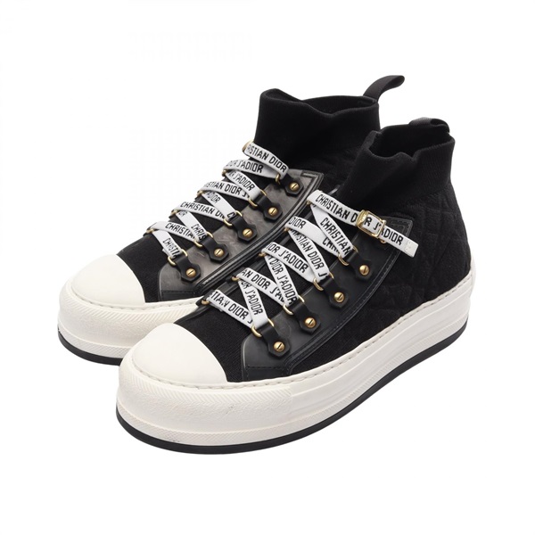 Christian Dior WALKNDIOR sneakers shoes #36.5 KCK389CHK Fabric leather Black