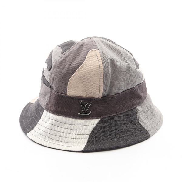 LOUIS VUITTON LV Portrait Bucket Hat 58cm M7186M cotton Gray White Black Used
