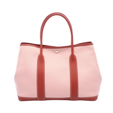 HERMES Garden party PM Tote Bag T Toile officier Country leather Rose sakura SHW