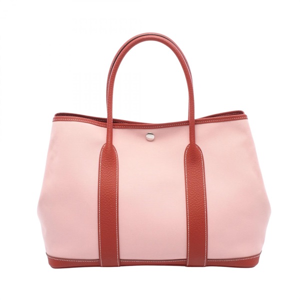 HERMES Garden party PM Tote Bag T Toile officier Country leather Rose sakura SHW