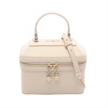 BVLGARI Serpenti Jewelry Box shoulder crossbody Handbag leather Beige Used Women