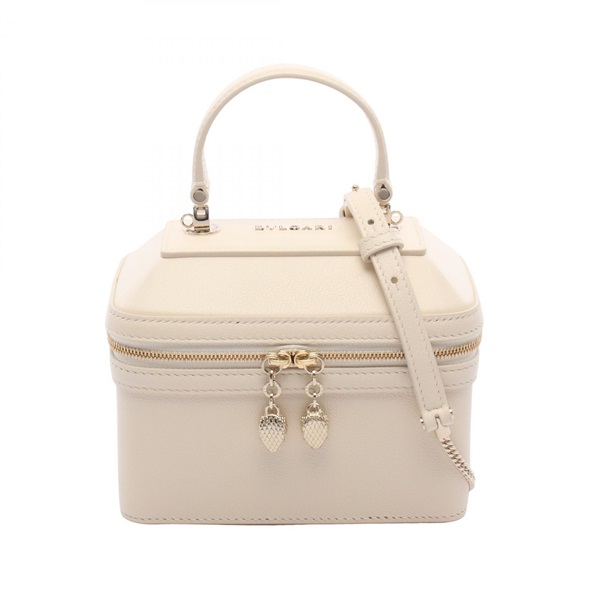 BVLGARI Serpenti Jewelry Box shoulder crossbody Handbag leather Beige Used Women