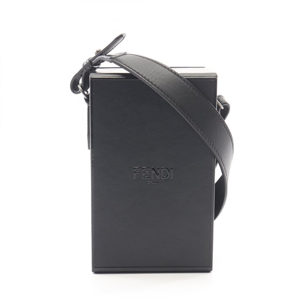 FENDI box Shoulder crossbody Bag leather Black Used unisex