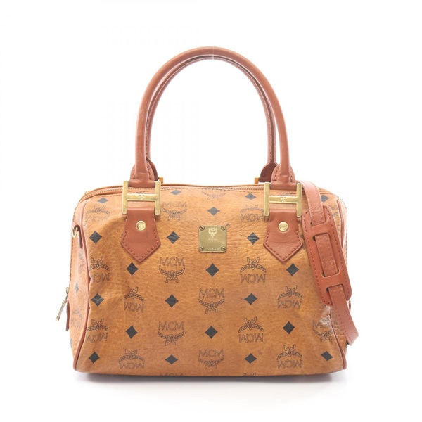 MCM Visetos Shoulder Crossbody Handbag PVC coated canvas leather Brown Used