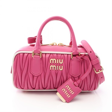 Miu Miu MATELASSE shoulder crossbody Handbag 5BB142 leather Pink Used Women