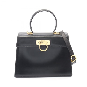 Salvatore Ferragamo Gancini Shoulder Crossbody Handbag 21 2181 leather BK Used