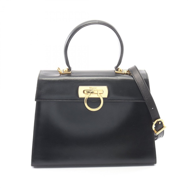 Salvatore Ferragamo Gancini Shoulder Crossbody Handbag 21 2181 leather BK Used
