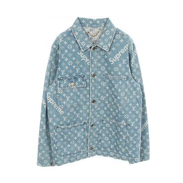 LOUIS VUITTON Supreme Jacket blouson #46 HDK91WALL Monogram Jacquard Denim blue