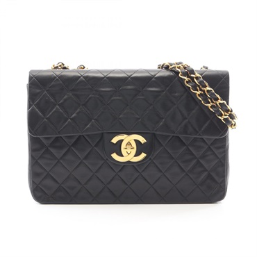 CHANEL Jumbo Matelasse34 chain Shoulder Bag A01094 Lambskin Black Used GHW
