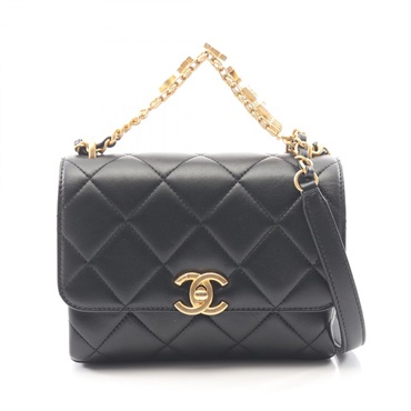 CHANEL Matelasse Mini Flap chain crossbody Shoulder Bag AS3239 Lambskin BK GHW