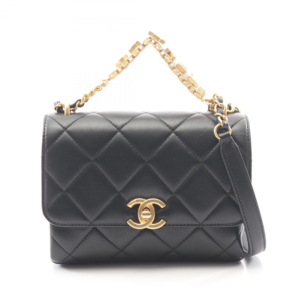 CHANEL Matelasse Mini Flap chain crossbody Shoulder Bag AS3239 Lambskin BK GHW