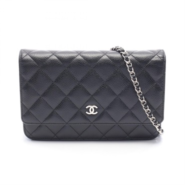 CHANEL Matelasse chain crossbody Shoulder hand Bag A33814 Calfskin Black SHW