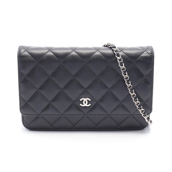 CHANEL Matelasse chain crossbody Shoulder hand Bag A33814 Calfskin Black SHW