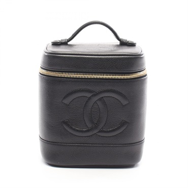 CHANEL COCO Mark vanity Handbag A01998 Grained Calfskin leather Black Used GHW