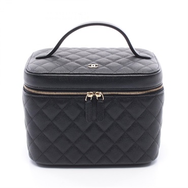 CHANEL Matelasse Handbag A80913 Grained Calfskin leather Black Used Women GHW