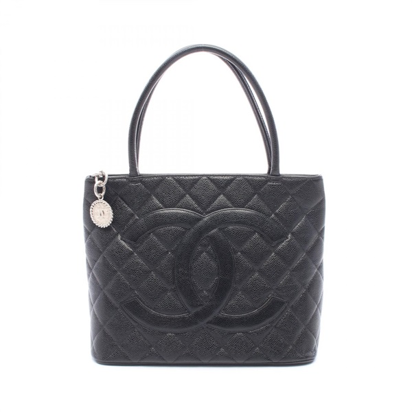CHANEL Medallion tote hand Bag A01804 Grained Calfskin leather Black Used SHW