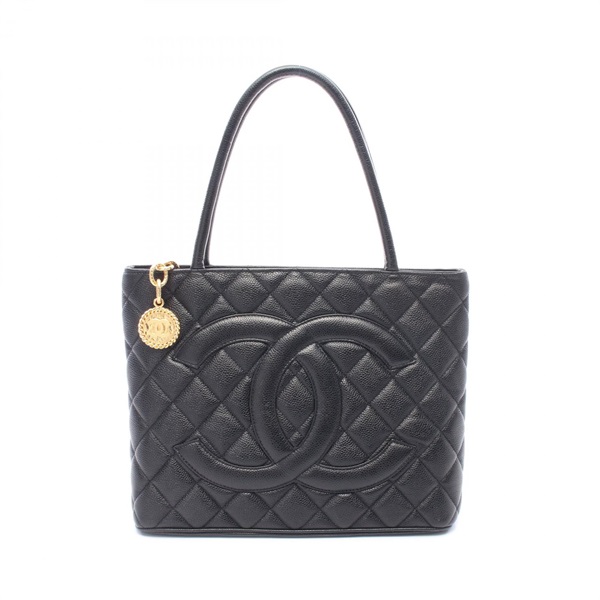CHANEL Medallion tote hand Bag A01804 Grained Calfskin leather Black Used GHW