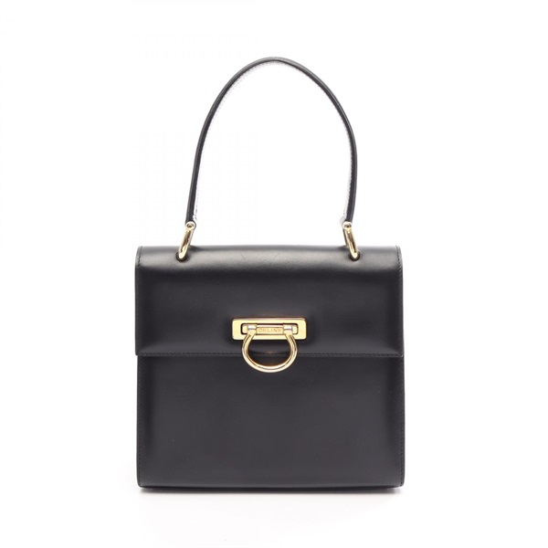 CELINE Top handle Square Handbag leather Black GHW Used Women