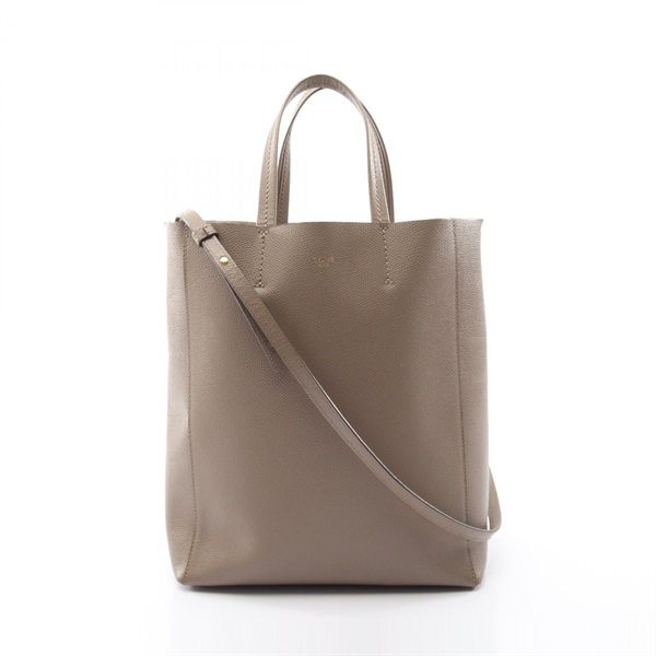 CELINE Vertical Small Cabas shoulder crossbody Tote hand Bag leather Beige Used