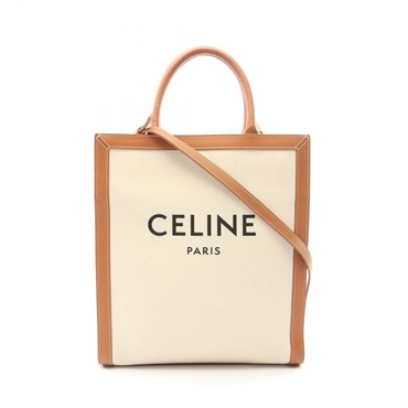 CELINE Small Vertical Cabas Shoulder Crossbody Tote Handbag canvas leather Used
