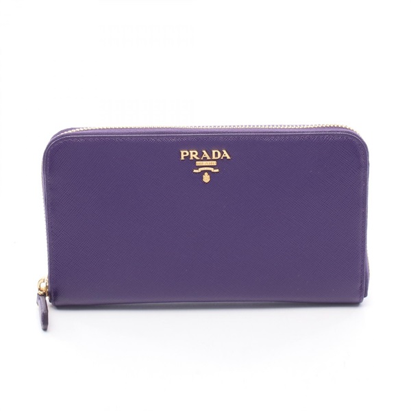 PRADA Around long zip purse wallet Saffiano leather Purple Used Women