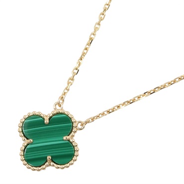 Van Cleef & Arpels Vintage Alhambra Necklace18KYG Gold Malachite Used Women