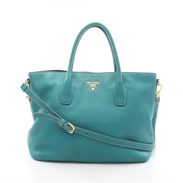 PRADA 2WAY Tote Shoulder Crossbody Bag leather Green GHW Used Women
