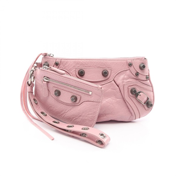 BALENCIAGA LE CAGOLE Business Clutch bag 694027 leather Pink Used Women