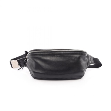 SAINT LAURENT PARIS Classic Waist crossbody belt bag leather Black Used mens
